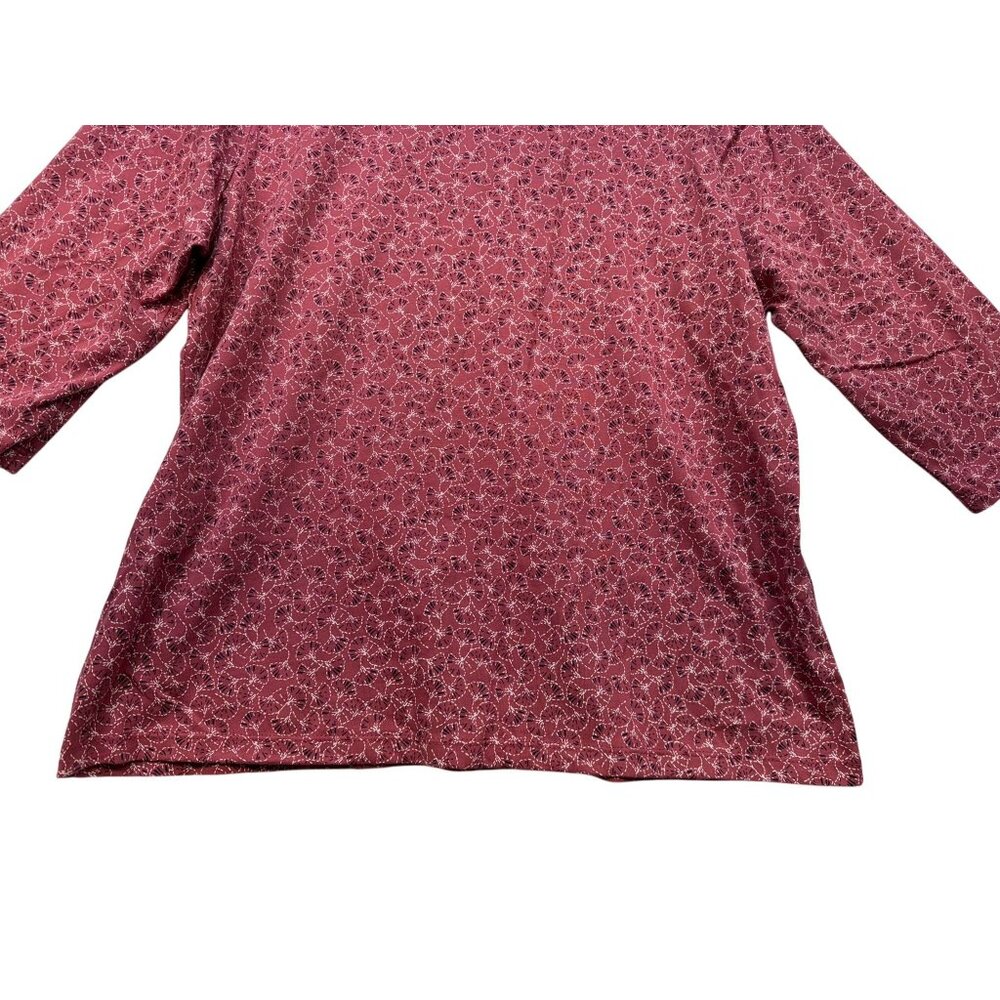 Cj Banks Womens V-Neck 3/4 Sleeve Top Blouse Size X Rose Patterned Casual - Picture 8 of 10